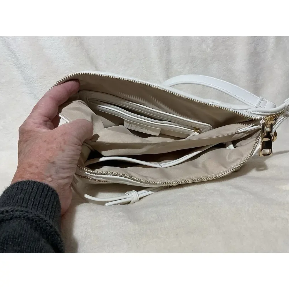 Ivory With Gold Accents Purse Shoulder Strap Handbag
